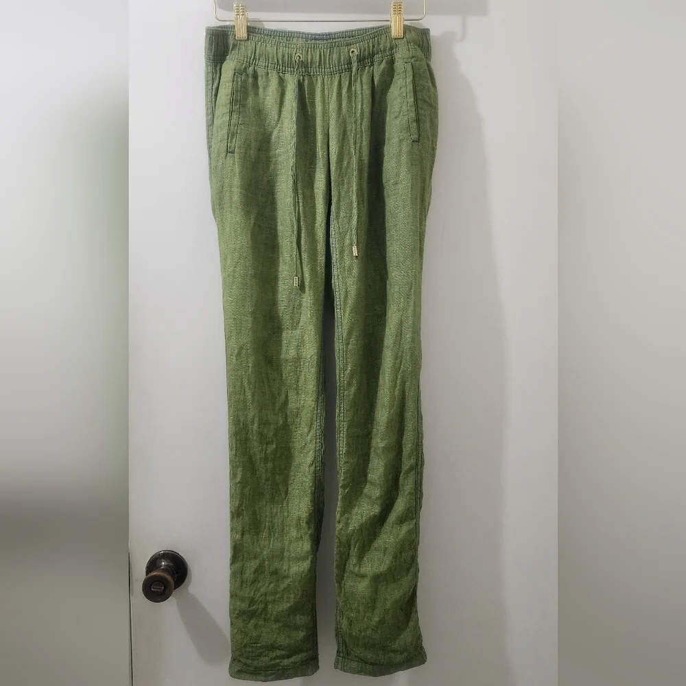 Lilly Pulitzer Green Linen Pants, Size XXS.‎